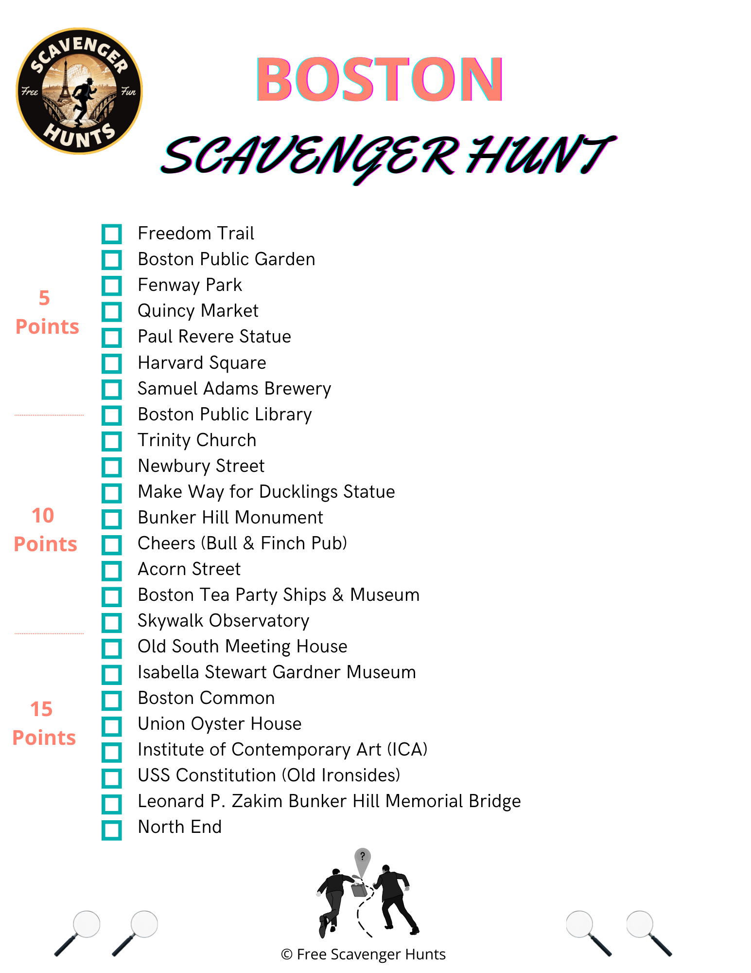 Printable Boston Scavenger Hunt - Free Scavenger Hunts