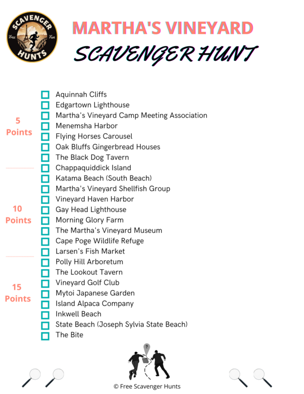 Printable Martha's Vineyard Scavenger Hunt - Free Scavenger Hunts